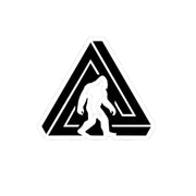 Black Bigfoot Triangle Sticker — Sasquatch Kiss-Cut Decal