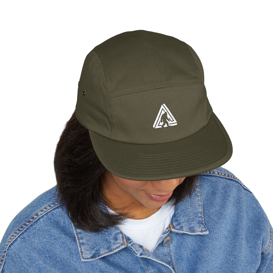 Embroidered Patch 5-Panel Cap — Abstract Triangle Logo