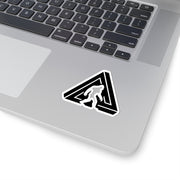 Black Bigfoot Triangle Sticker — Sasquatch Kiss-Cut Decal