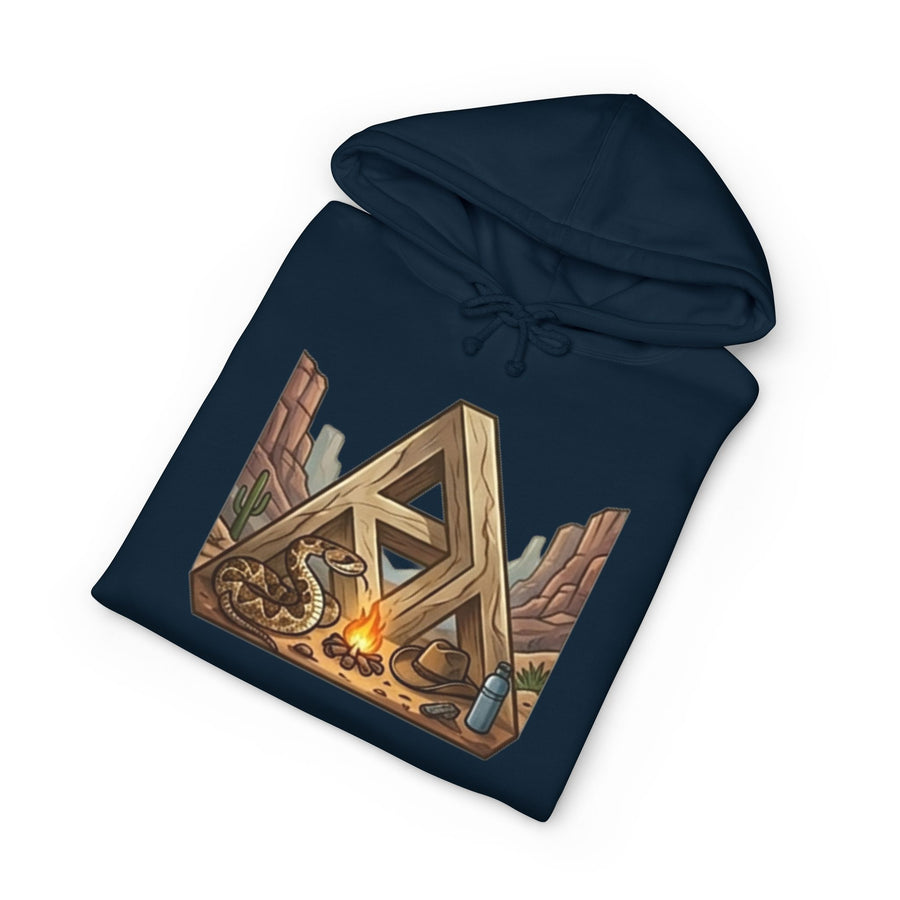 Camping Triangle Hoodie – Desert Campfire Graphic Sweatshirt