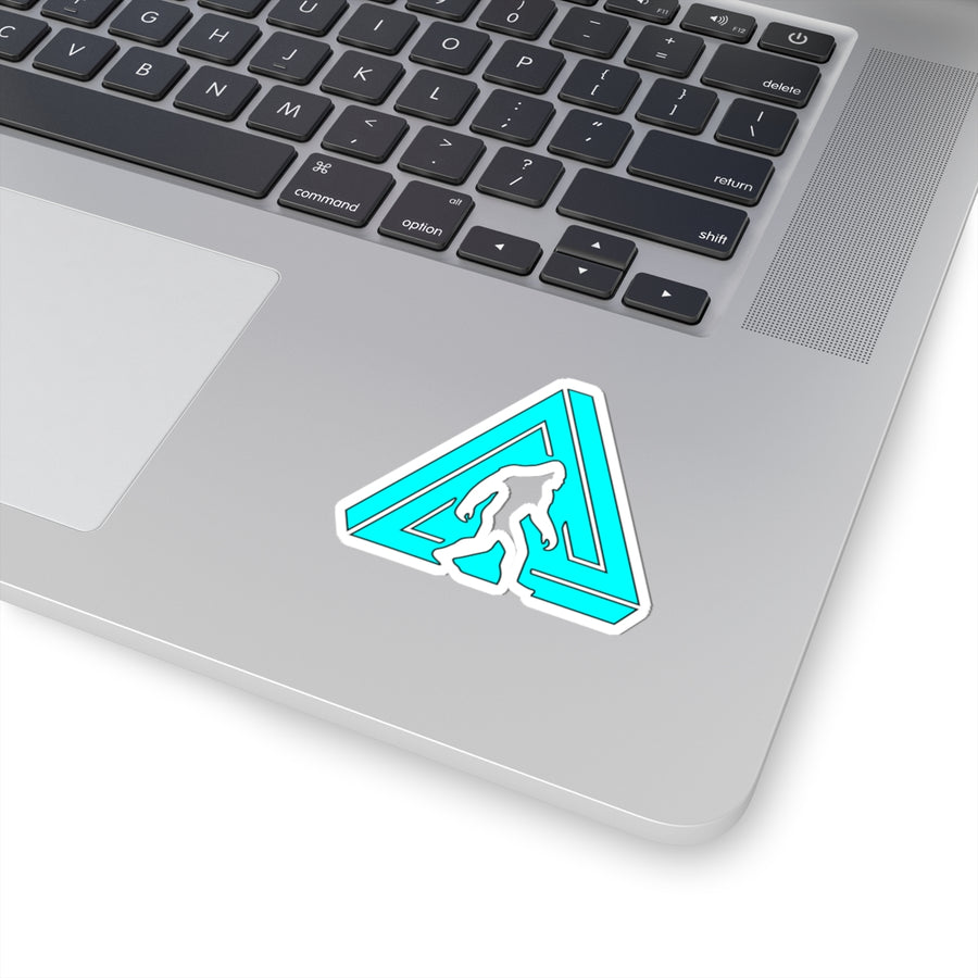 Teal Bigfoot Triangle Sticker — Sasquatch Kiss-Cut Decal