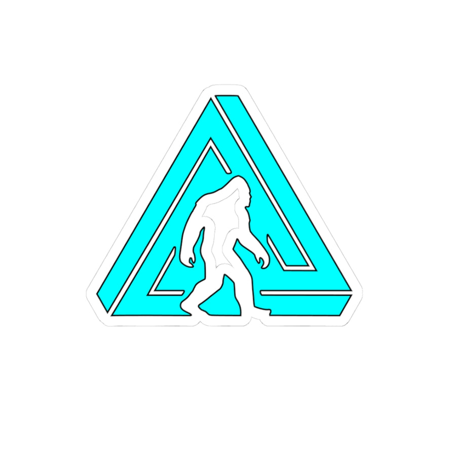 Teal Bigfoot Triangle Sticker — Sasquatch Kiss-Cut Decal