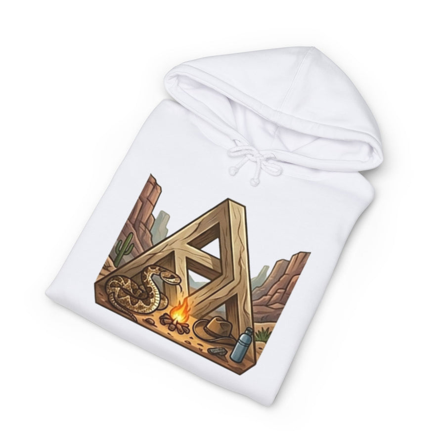 Camping Triangle Hoodie – Desert Campfire Graphic Sweatshirt
