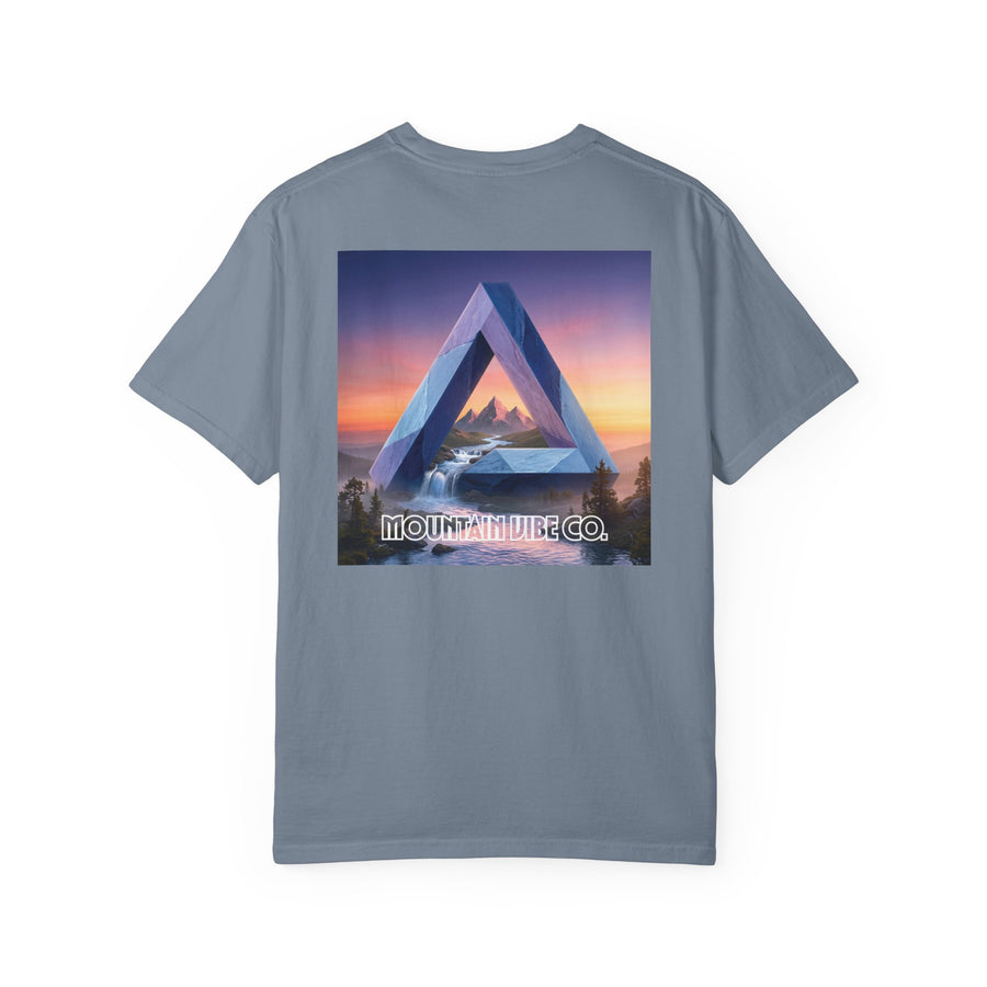 Mountain Vibe Co. Graphic T-Shirt — Sunset Geometric Mountain Print
